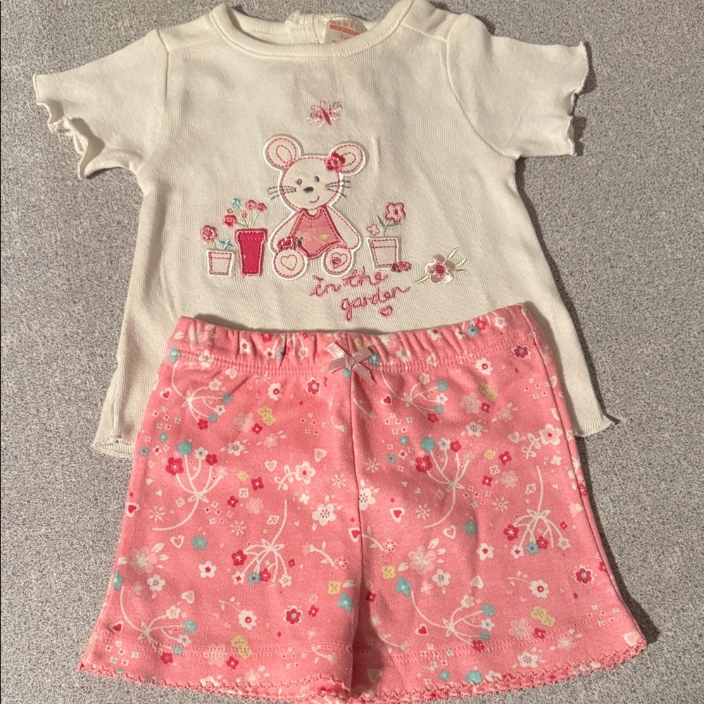 George Pink and White Kids Pajama Set